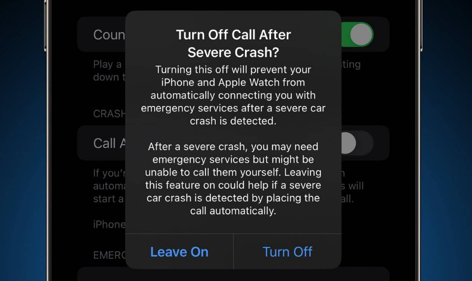 中和镇苹果14维修分享 iPhone 14 和 Apple Watch 上关闭崩溃检测 